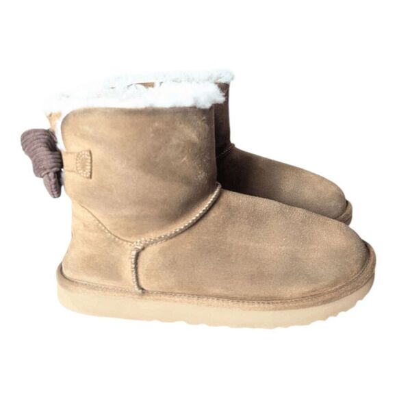 UGG Mini Bailey Bow Corduroy "Chestnut" Winter Boot Size 8 - Picture 3 of 9